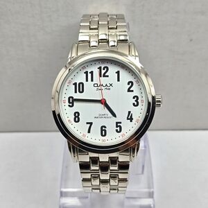 Omax HSJ717 Quartz Stainless Steel Water Resist Watch New Battery SilverTone Men